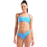 Arena - Flowers Bandeau Bikini Two-Piece Ladies Swimsuit - Blue Multi/Neon Blue