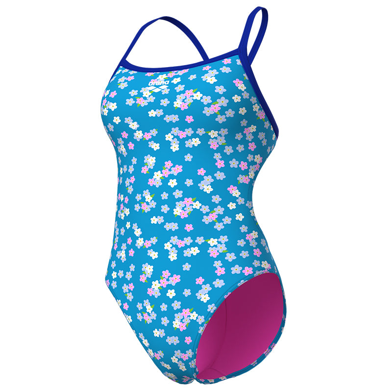 Arena - Flowers Challenge Back Ladies Swimsuit - Blue Multi/Neon Blue