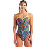 Arena - Garden Booster Back Ladies Swimsuit - Black Multi/Yellow Star