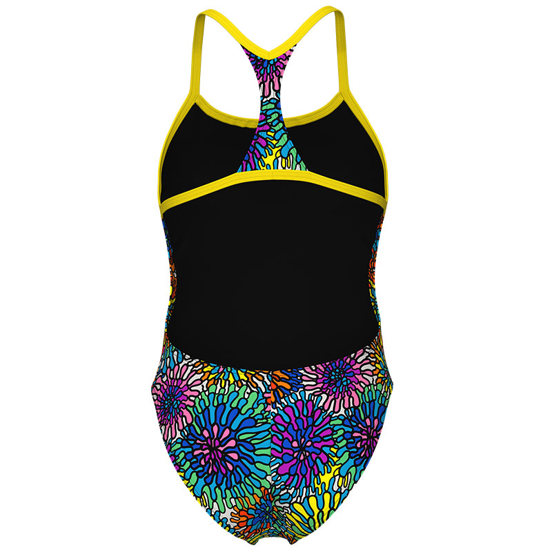 Arena - Garden Booster Back Ladies Swimsuit - Black Multi/Yellow Star