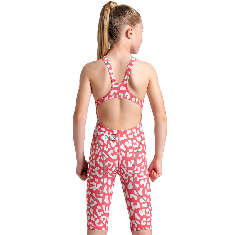 Arena - Girls Powerskin ST Next Leopard Open Back – Geranium