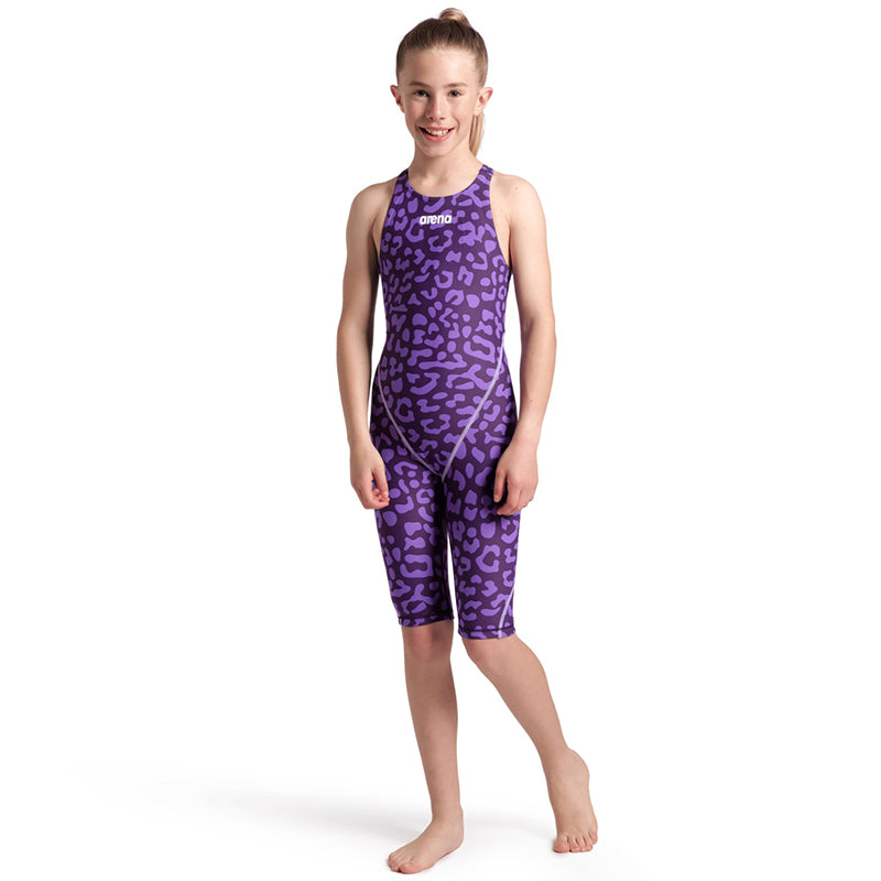 Arena - Girls Powerskin ST Next Leopard Open Back – Violet