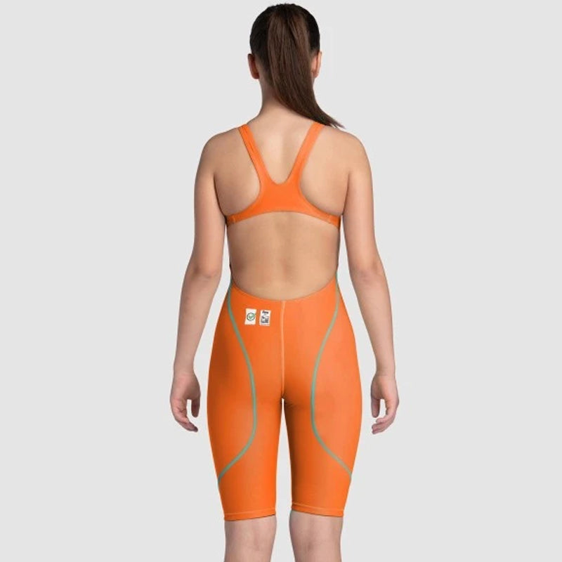 Arena - Girls Powerskin ST Next Open Back – Orange/Teal