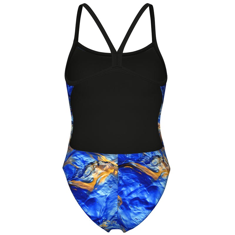 Arena - Gold Leafs Challenge Back Ladies Swimsuit - Blue/Multi