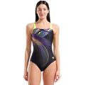 Arena - Jellyfish Swim Pro Back Ladies Swimsuit - Black-Multi/Artic Lime