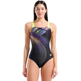 Arena - Jellyfish Swim Pro Back Ladies Swimsuit - Black-Multi/Artic Lime