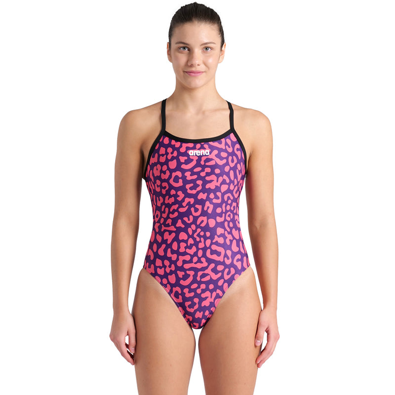 Arena - Leopard Skin Challenge Back Ladies Swimsuit - Fuchsia Multi