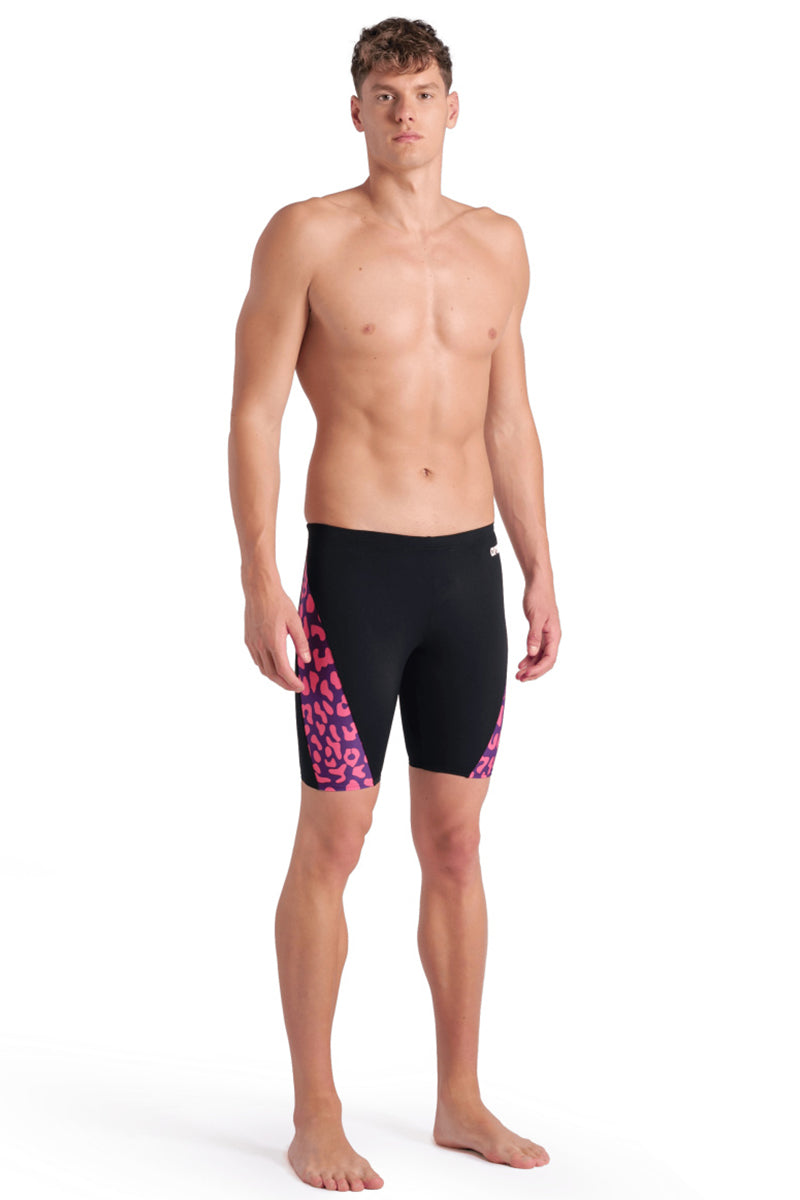 Arena - Leopard Skin Men's Jammer - Black/Pink