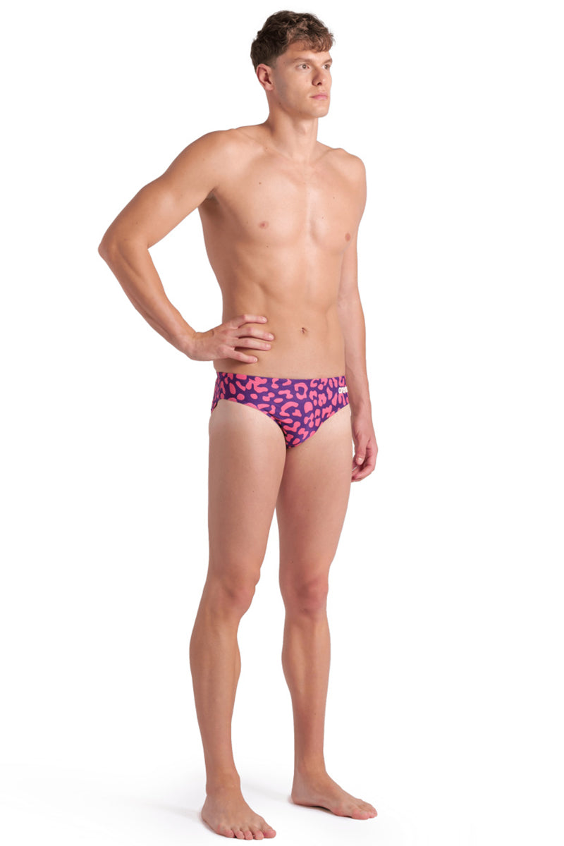 Arena - Leopard Skin Printed Mens Brief - Fuchsia Multi