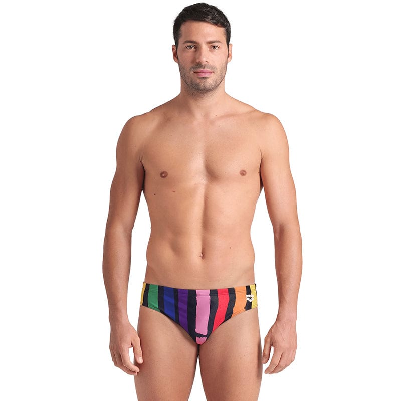 Arena - Let It Beat Painters Stripe Men's Swim Brief - Black/Multi