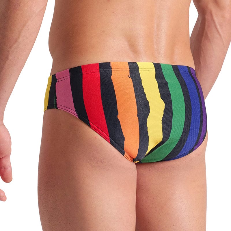 Arena - Let It Beat Painters Stripe Men's Swim Brief - Black/Multi