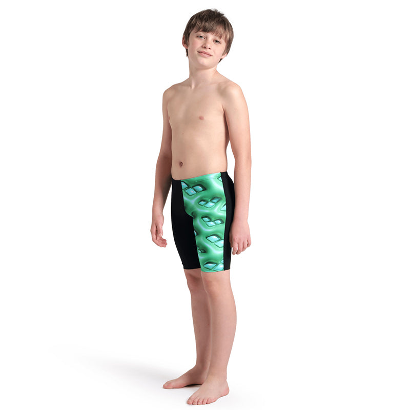Arena - Logo Graphic Foam Boy's Jammer - Black/Soft Green
