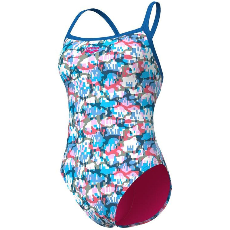 Arena - Multi Camo Challenge Back Ladies Swimsuit - Blue River/White Multi