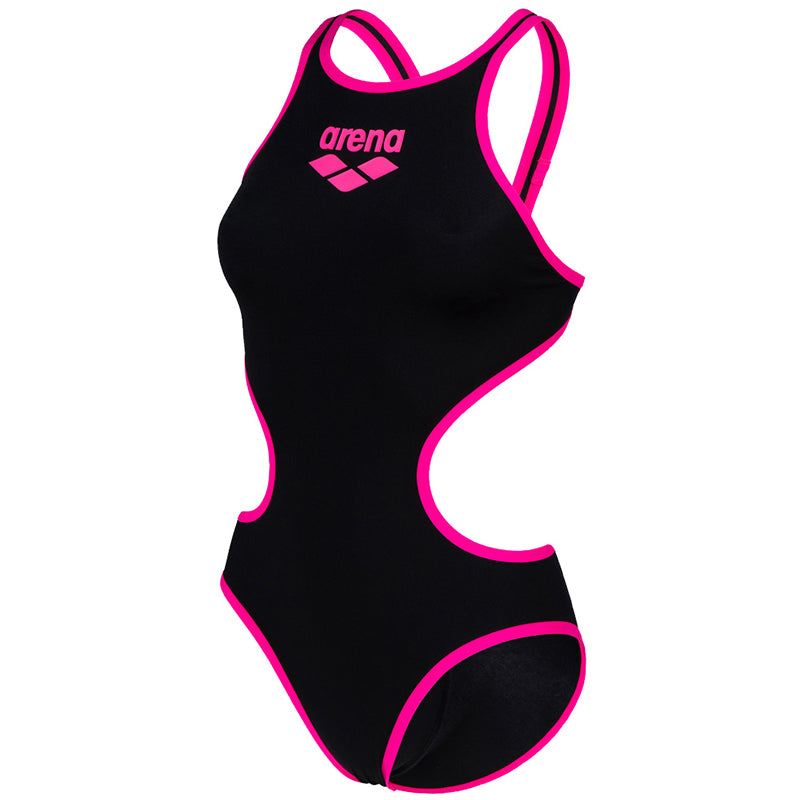 Arena - One BigLogo Sporty Back Ladies Swimsuit - Black-Fluo Pink