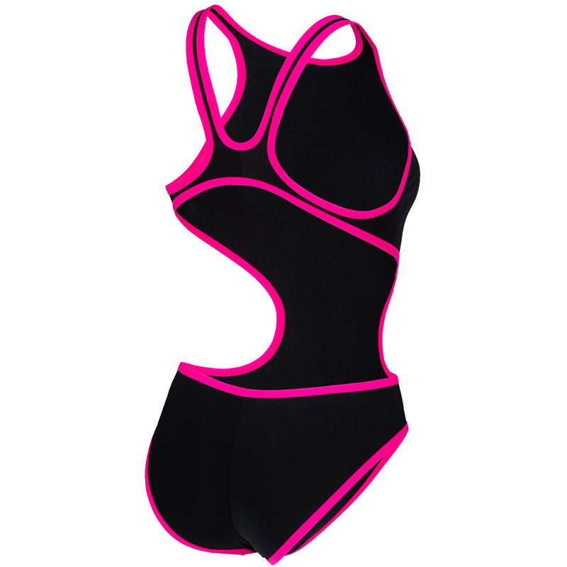 Arena - One BigLogo Sporty Back Ladies Swimsuit - Black-Fluo Pink