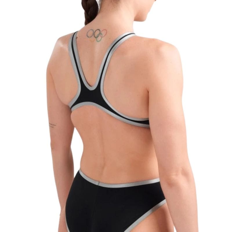 Arena - One BigLogo Sporty Back Ladies Swimsuit - Black-Silver