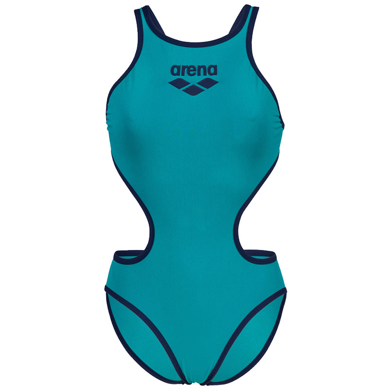 Arena - One BigLogo Sporty Back Ladies Swimsuit - Green Lake-Navy