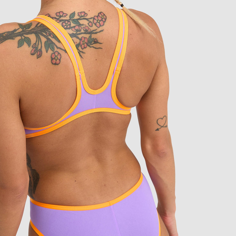 Arena - One BigLogo Sporty Back Ladies Swimsuit - Lavanda-Fluo Orange