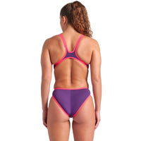 Arena - One BigLogo Sporty Back Ladies Swimsuit - Plum-Coral