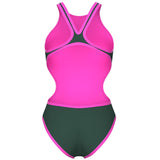 Arena - One BigLogo Sporty Back Ladies Swimsuit - Sage-Pink