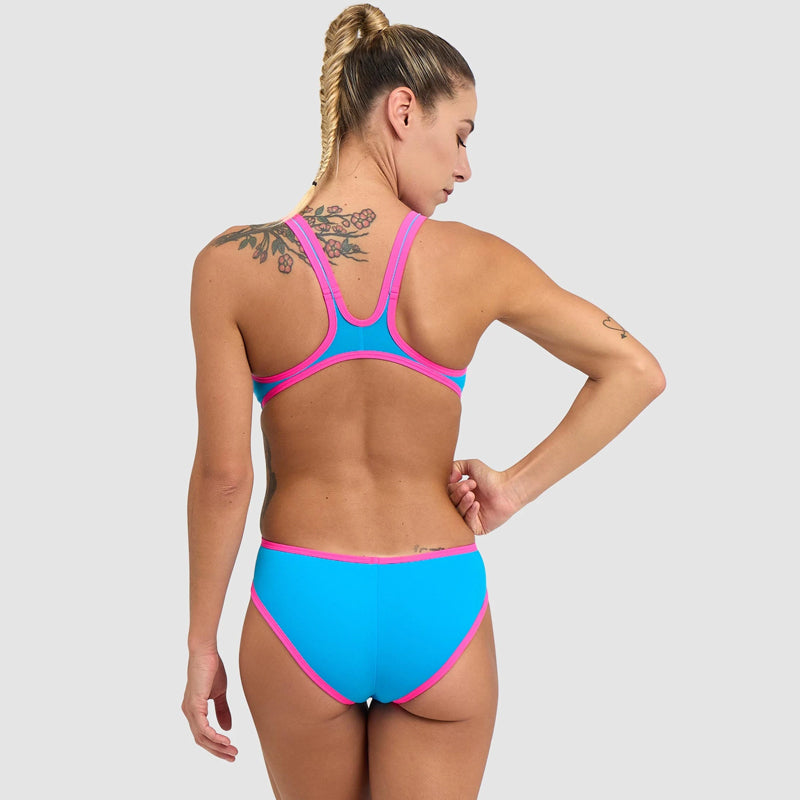 Arena - One BigLogo Sporty Back Ladies Swimsuit - Turquoise-Fluo Pink
