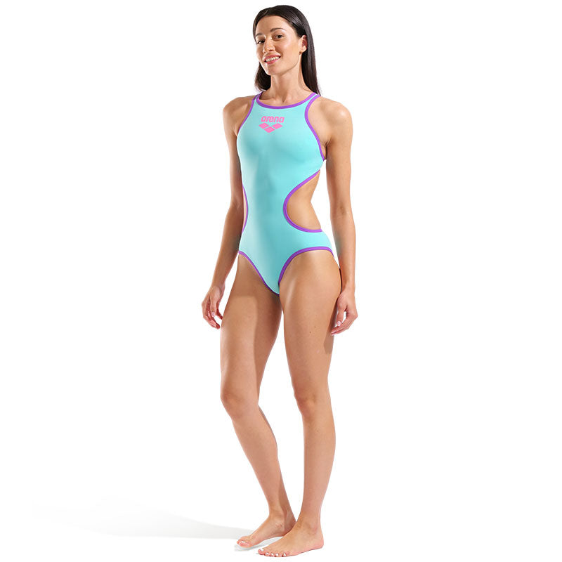 Arena - One BigLogo Sporty Back Ladies Swimsuit - Water-Purple