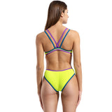 Arena - One Double Cross Back Ladies Swimsuit - Artic Lime/Plum/Blue Cosmo