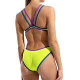 Arena - One Double Cross Back Ladies Swimsuit - Artic Lime/Plum/Blue Cosmo