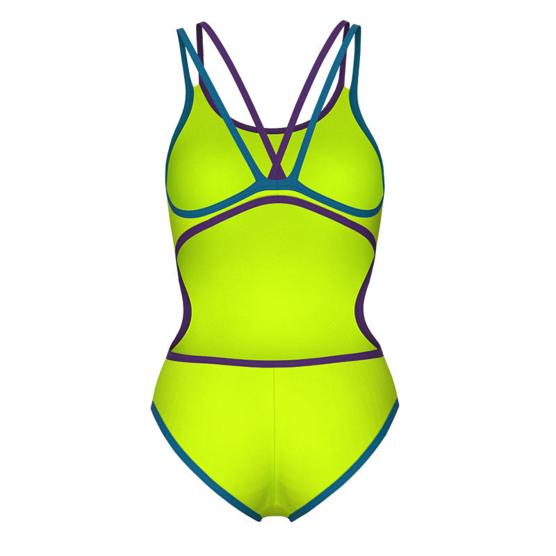 Arena - One Double Cross Back Ladies Swimsuit - Artic Lime/Plum/Blue Cosmo