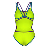 Arena - One Double Cross Back Ladies Swimsuit - Artic Lime/Plum/Blue Cosmo