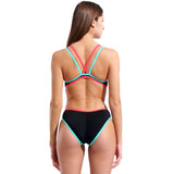 Arena - One Double Cross Back Ladies Swimsuit - Black/Bright Coral/Water