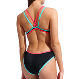 Arena - One Double Cross Back Ladies Swimsuit - Black/Bright Coral/Water