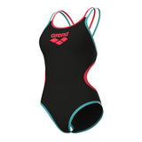 Arena - One Double Cross Back Ladies Swimsuit - Black/Bright Coral/Water