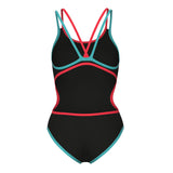 Arena - One Double Cross Back Ladies Swimsuit - Black/Bright Coral/Water