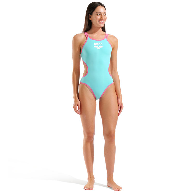 Arena - One Double Cross Back Ladies Swimsuit - Water/Shocking Pink