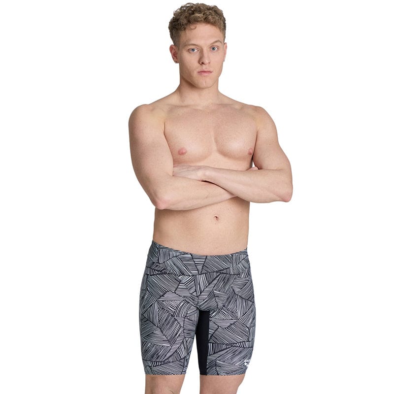 Arena Overview Men’s Swim Jammer BlackWhite/Multi Aqua Swim Supplies