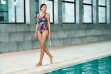 Arena - Pearl Wing Back Ladies Bodylift Swimsuit - Black/Multi