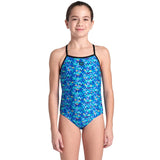 Arena - Pooltiles Lightdrop Back Girls Swimsuit - Black/Blue Multi