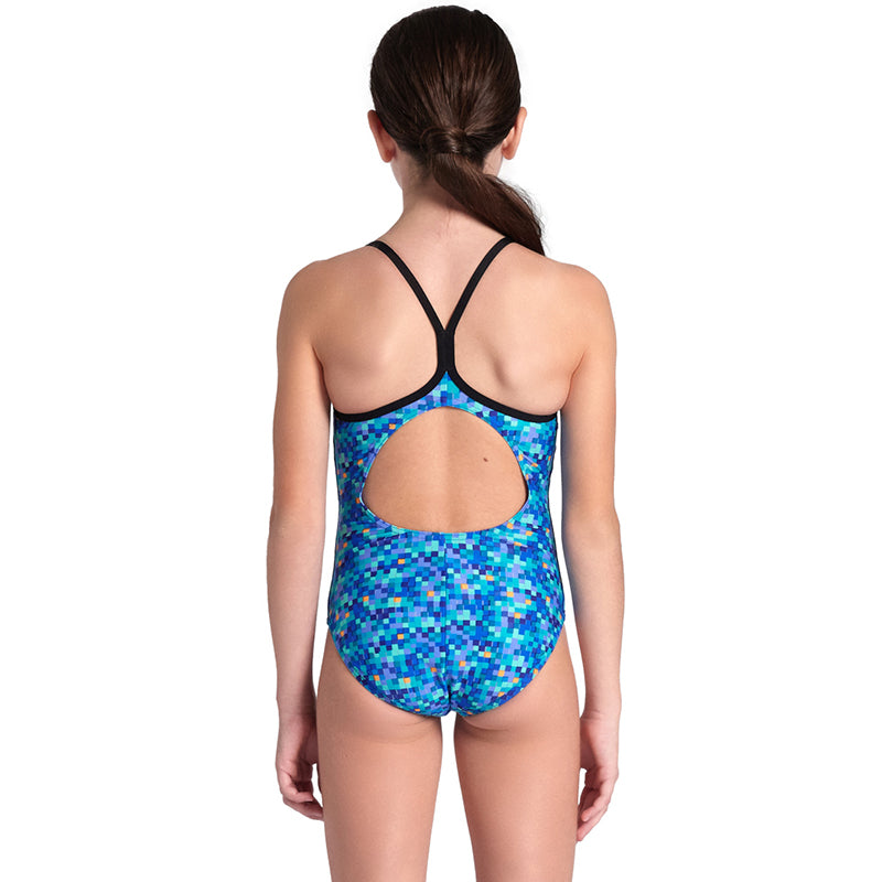 Arena - Pooltiles Lightdrop Back Girls Swimsuit - Black/Blue Multi