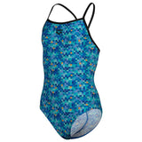 Arena - Pooltiles Lightdrop Back Girls Swimsuit - Black/Blue Multi