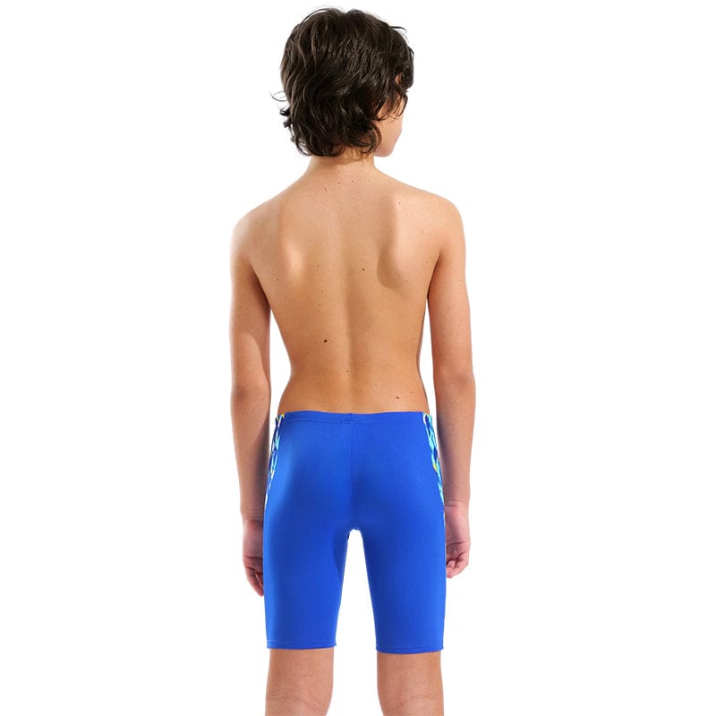 Arena - Print Swim Boy's Jammer - Neon Blue/Yellow Multi