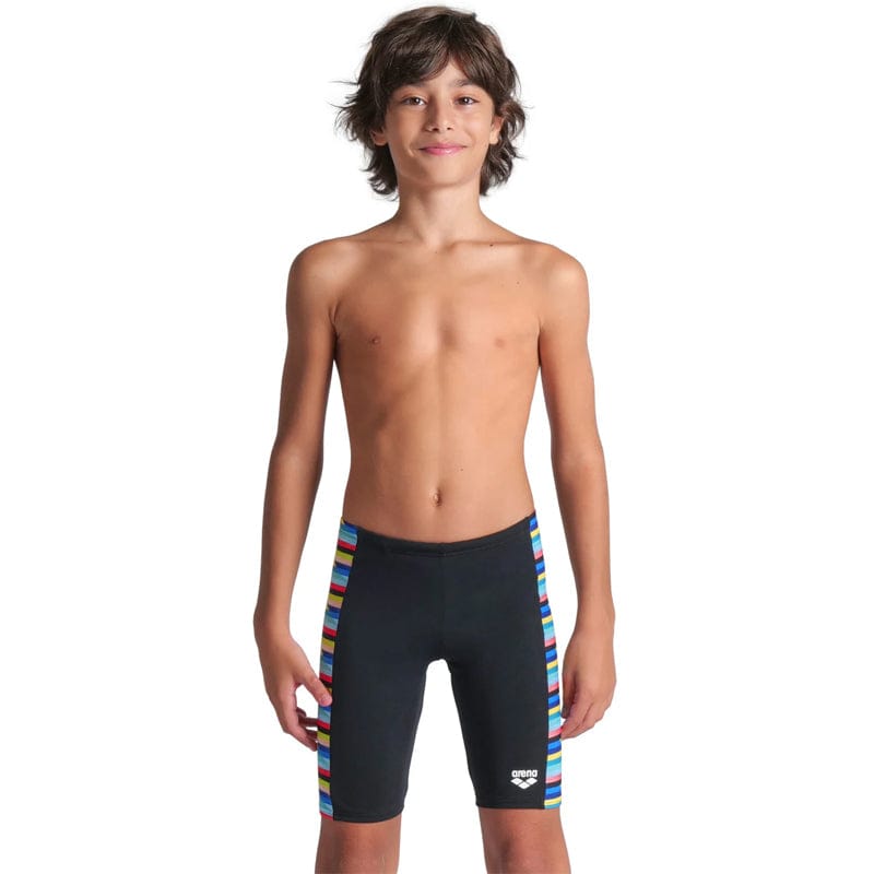 Arena - Racing Stripe Boy's Jammer - Black-Multi