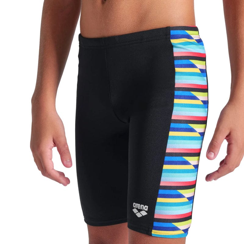 Arune Raciene Arena - Racing Stripe Boy's Jammer - Black-Multi – Aqua Swim Supplies