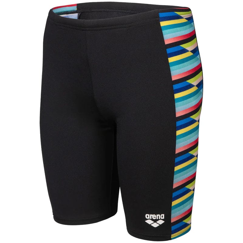 Arena - Racing Stripe Boy's Jammer - Black-Multi
