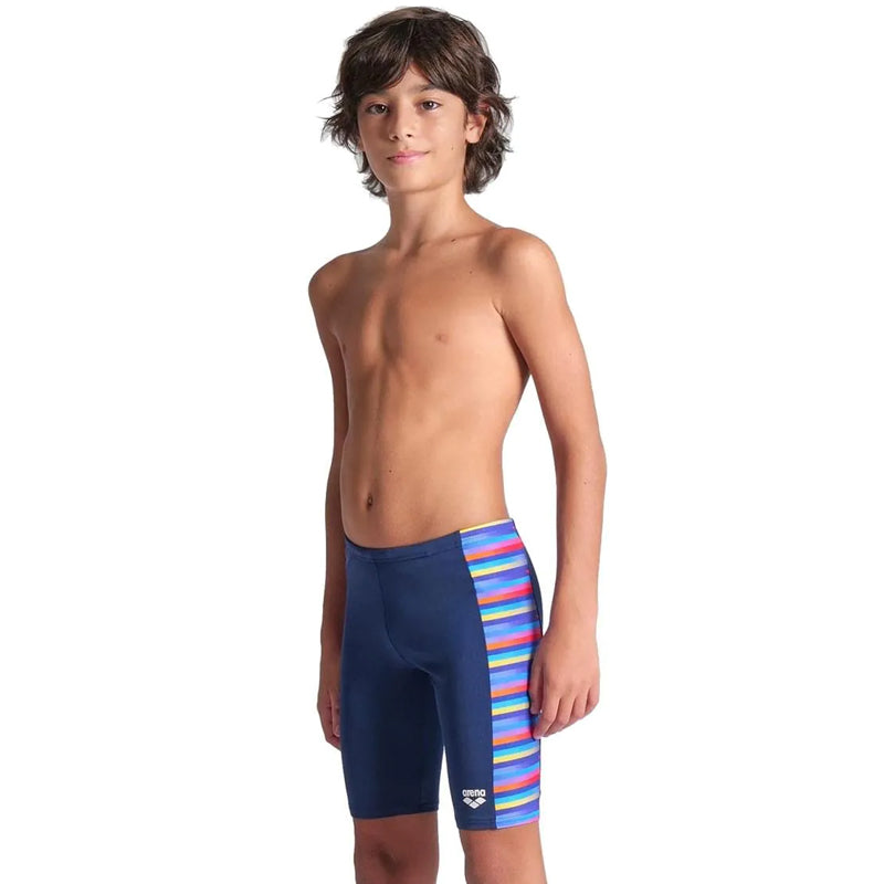 Arena - Racing Stripe Boy's Jammer - Navy-Multi