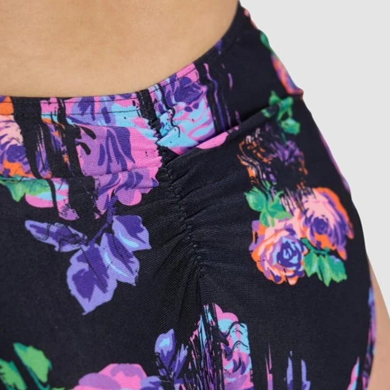 Arena - Rose Texture Ladies XCross Back Swimsuit - Black/Multi