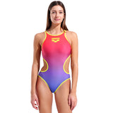 Arena - Shaded Print Tech Back Ladies Swimsuit - Bright Coral/Soft Green
