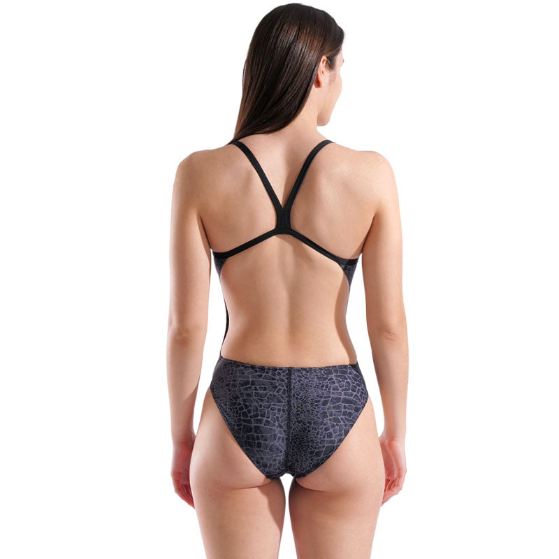 Arena - Snakeskin Challenge Back Ladies Swimsuit - Black/Team Black
