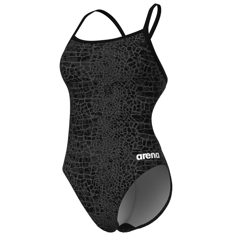Arena - Snakeskin Challenge Back Ladies Swimsuit - Black/Team Black