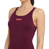 Arena - Solid Swim Pro Back Ladies Swimsuit - Red Wine/Pink